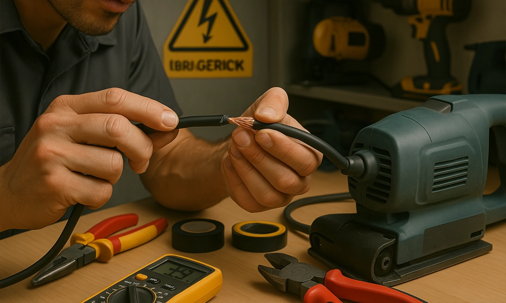 Handling the device's power cord when damage is observed