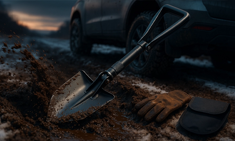 Folding shovel, a small savior in the dirt and mud