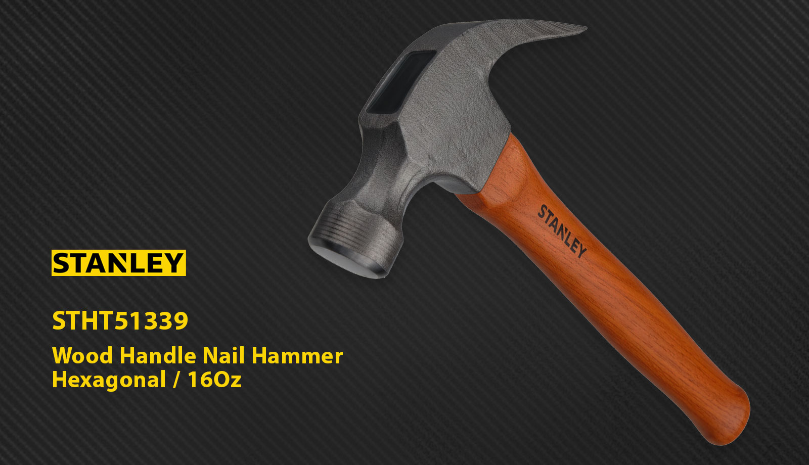 Stanley STHT51339 Wood Handle Nail Hammer Hexagonal