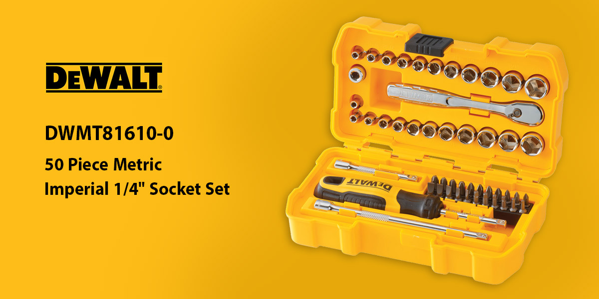 DEWALT DWMT81610 50 Piece Metric Imperial 1/4" Socket Set