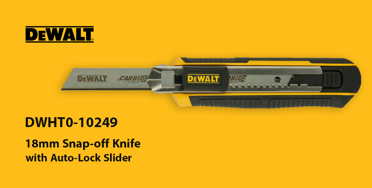 DEWALT DWHT0-10249 18mm Snap-off Knife with Auto-Lock Slider