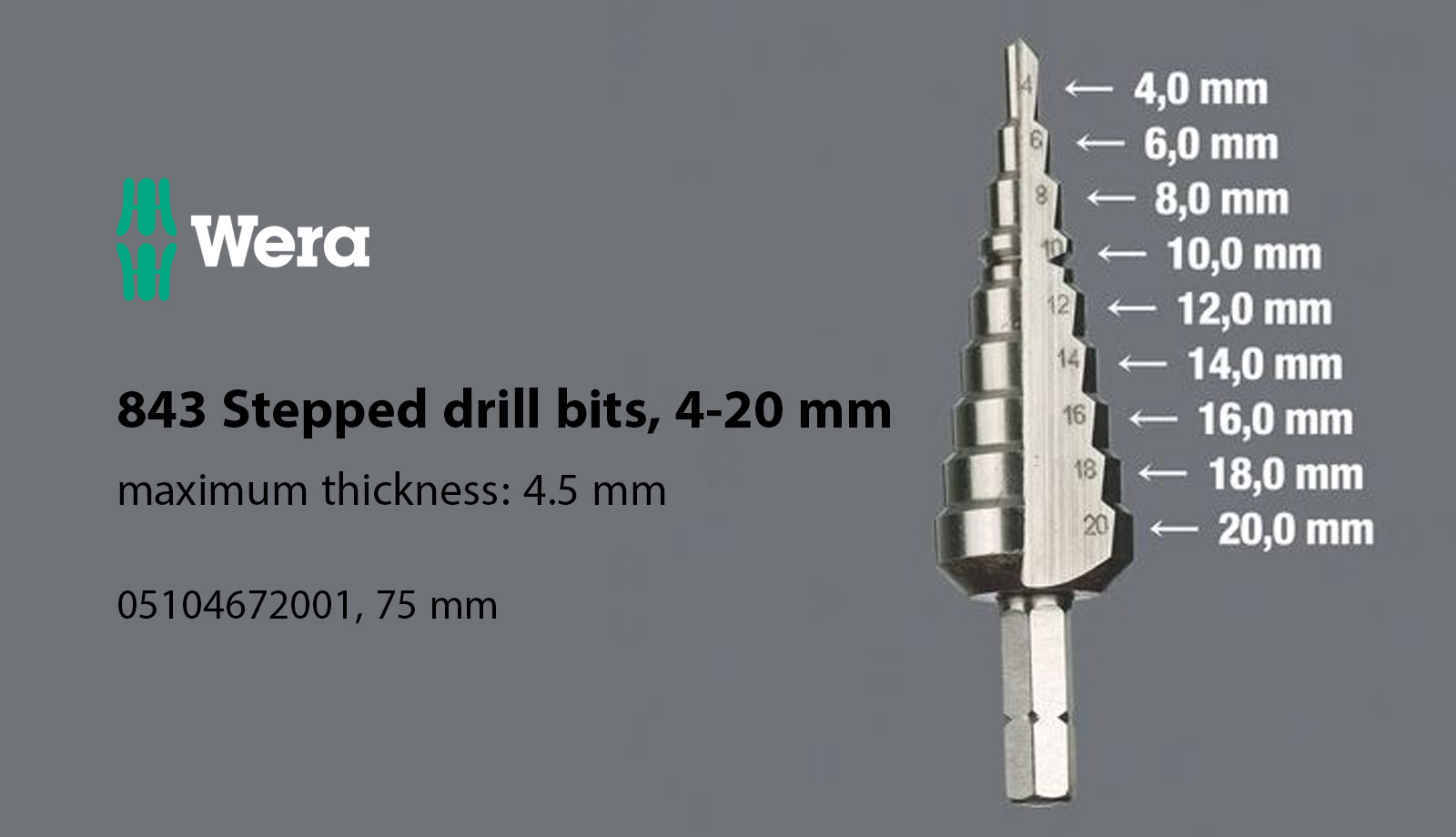Wera 05104672001 843 Stepped drill bits