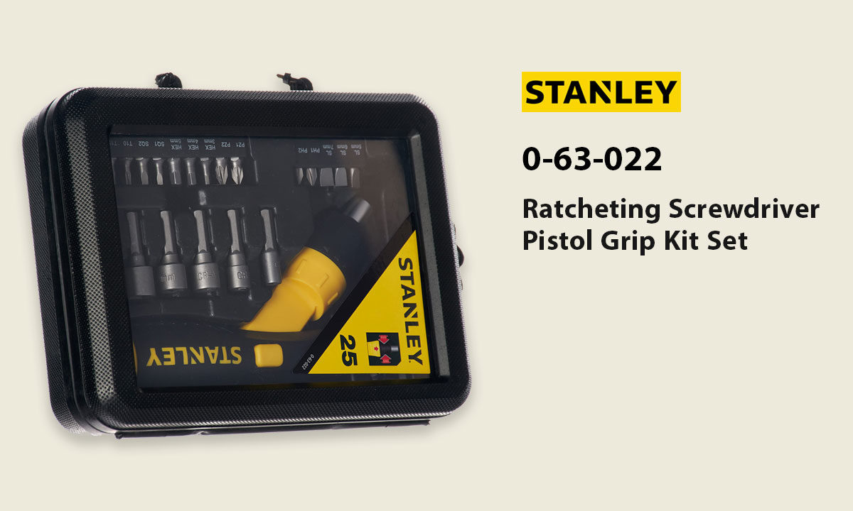 Stanley 0-63-022 Ratcheting Screwdriver Pistol Grip Kit Set 25 pc 