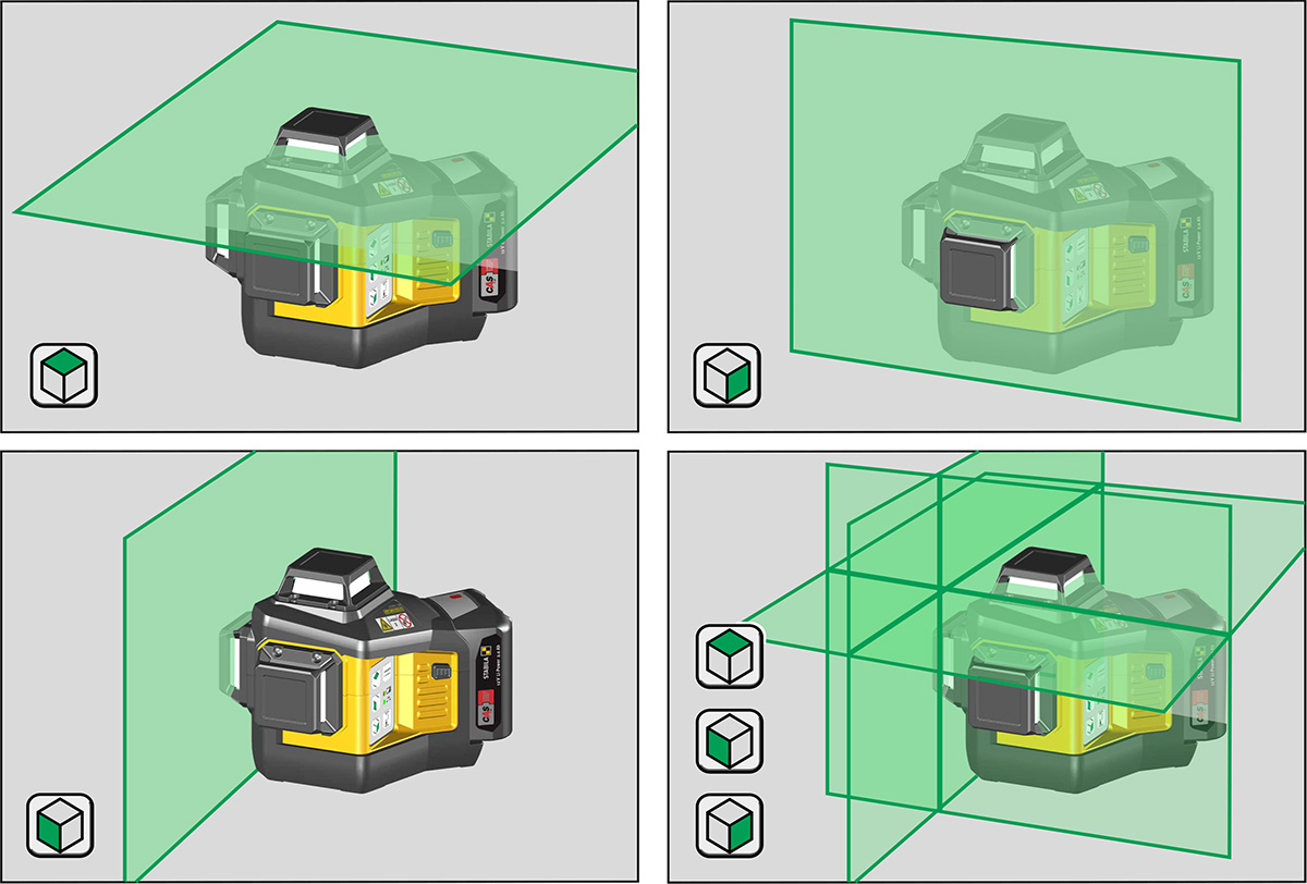 3 x 360° laser lines