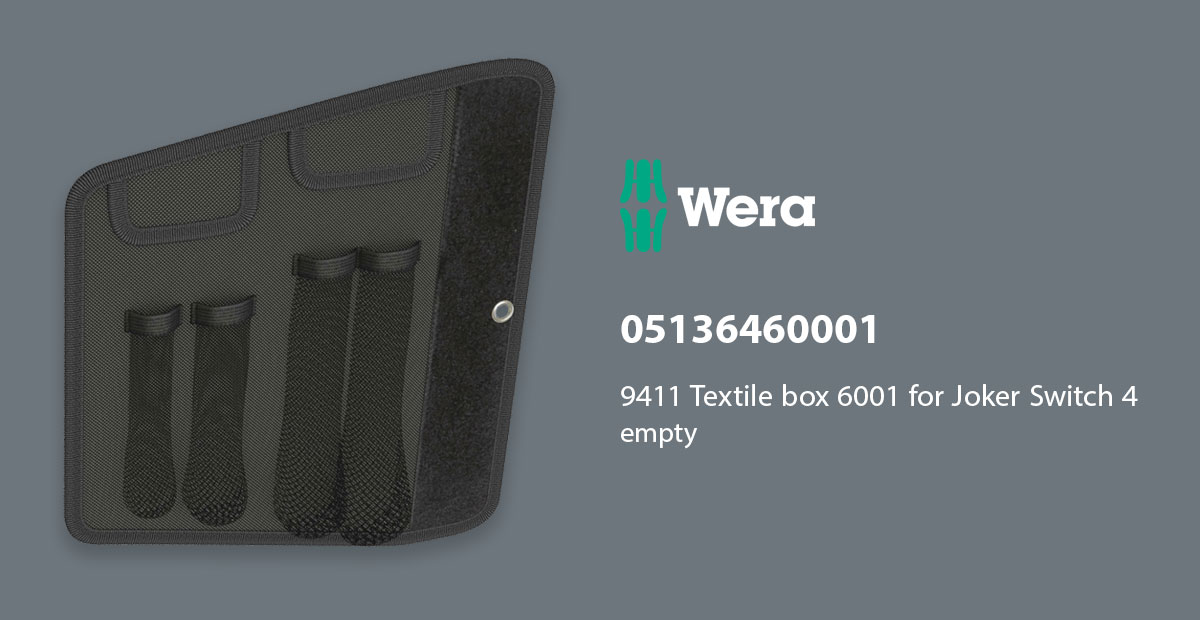 Wera 05136460001 9411 Textile box 6001 for Joker Switch 4, empty