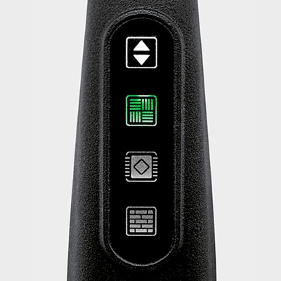 Preset steam flow control in three steps for cleaning different surfaces