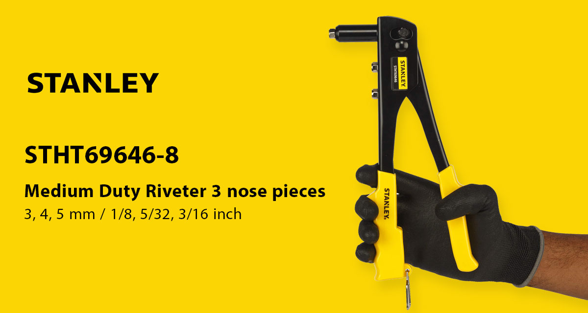 Stanley STHT69646 Medium Duty Riveter 3 nose pieces