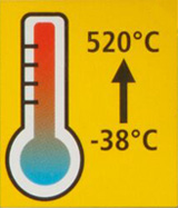 Temperature range of -38°C to 520°C