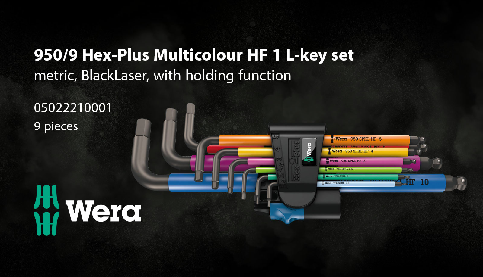 Wera 05022210001 950/9 Hex-Plus Multicolour HF 1 L-key set