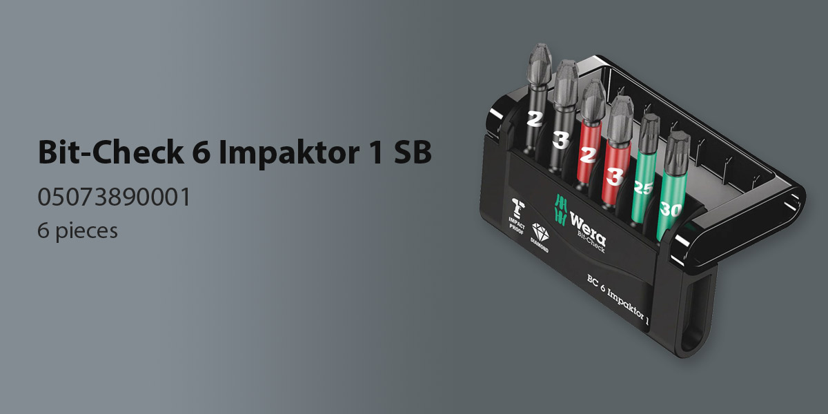 Wera 05073890001 Bit-Check 6 Impaktor 1 SB, 6 pieces