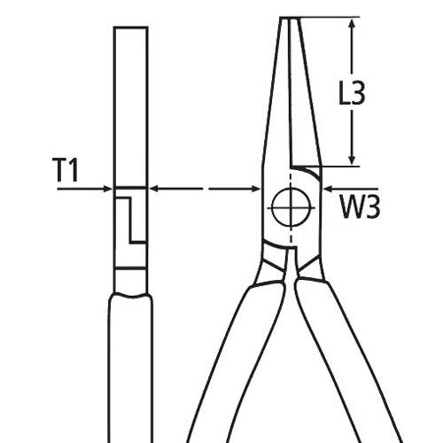 Knipex 20 01 xxx Flat Nose Pliers Technical drawing