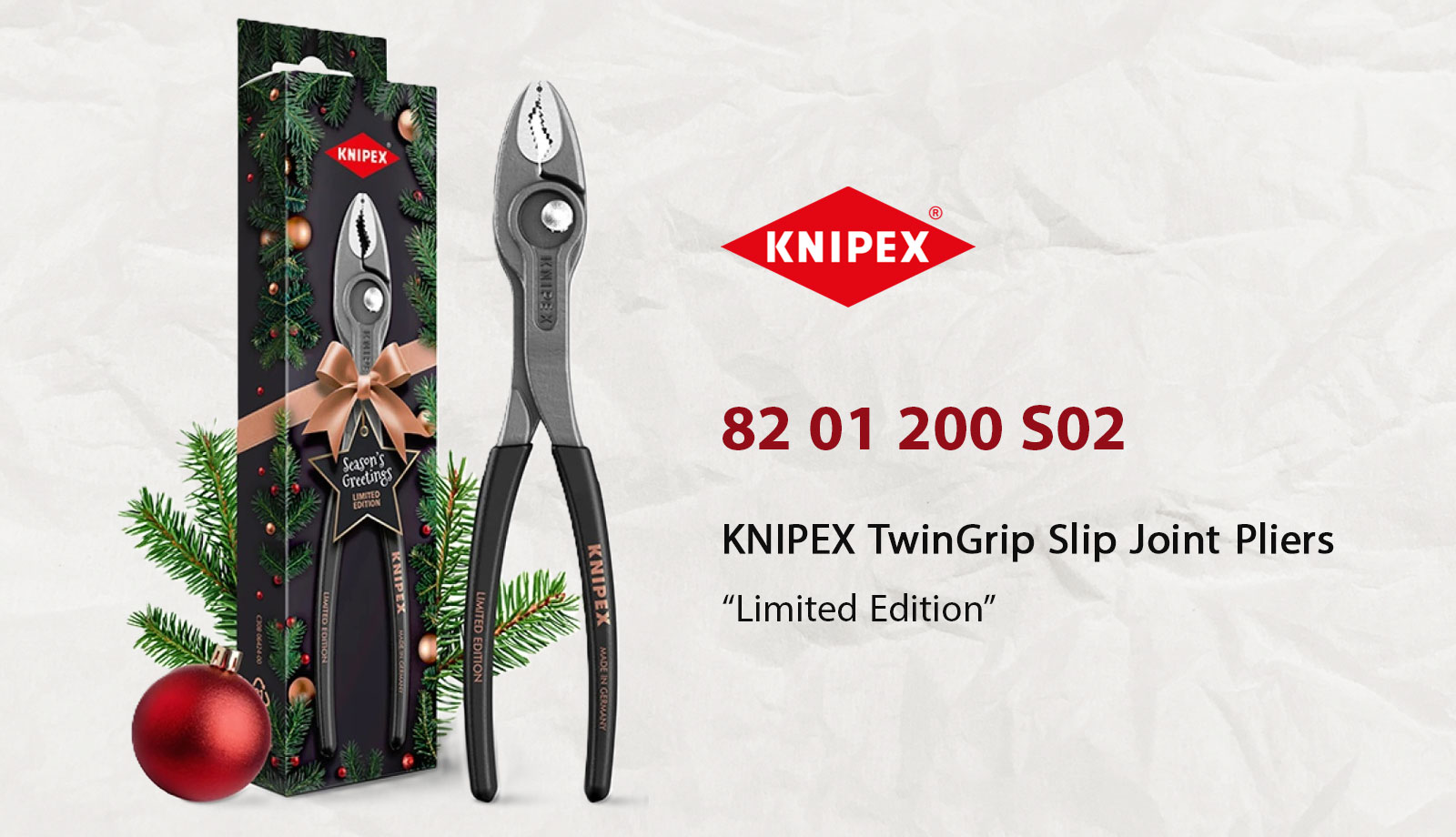 Knipex 8201200S02 TwinGrip Slip Joint Pliers, Christmas Edition Knipex 8201200S02 TwinGrip Slip Joint Pliers, Christmas Edition