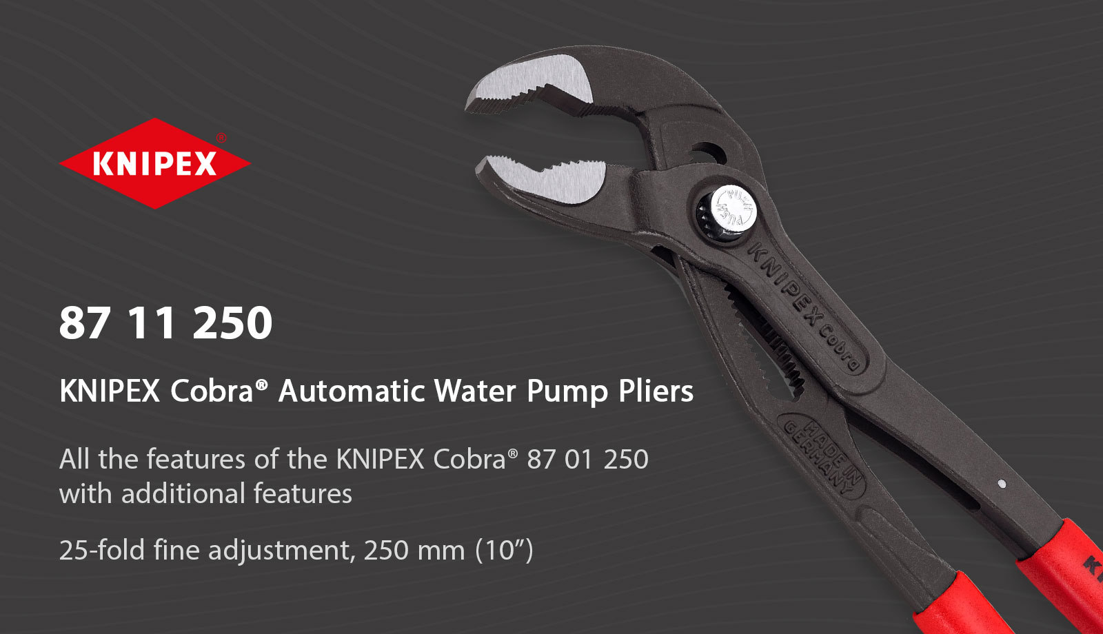 Knipex 8711250 Cobra&reg; Automatic Water Pump Pliers