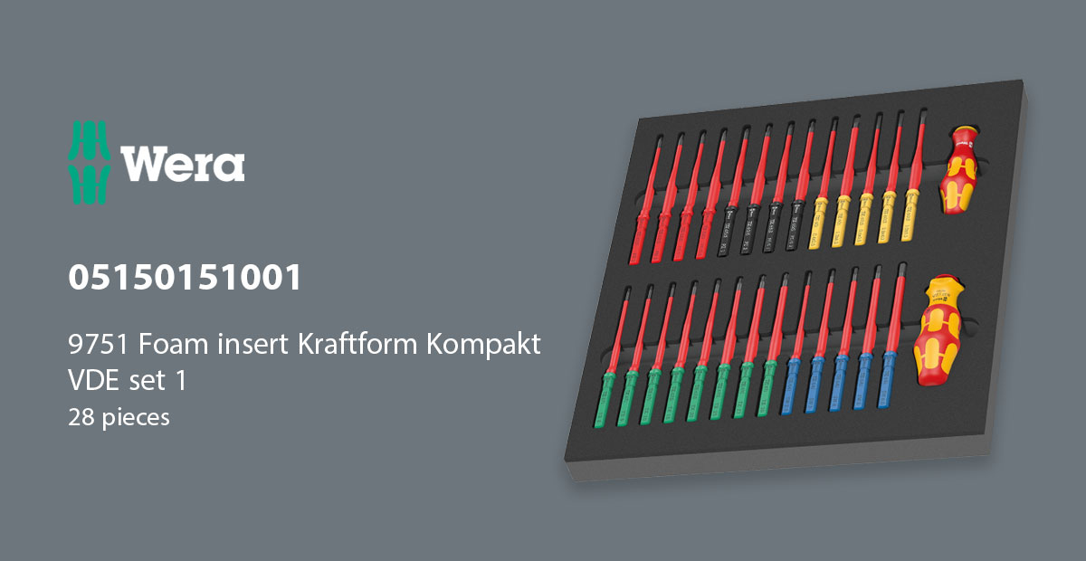 Wera 05150151001 9751 Foam insert Kraftform Kompakt VDE set 1, 28 pieces