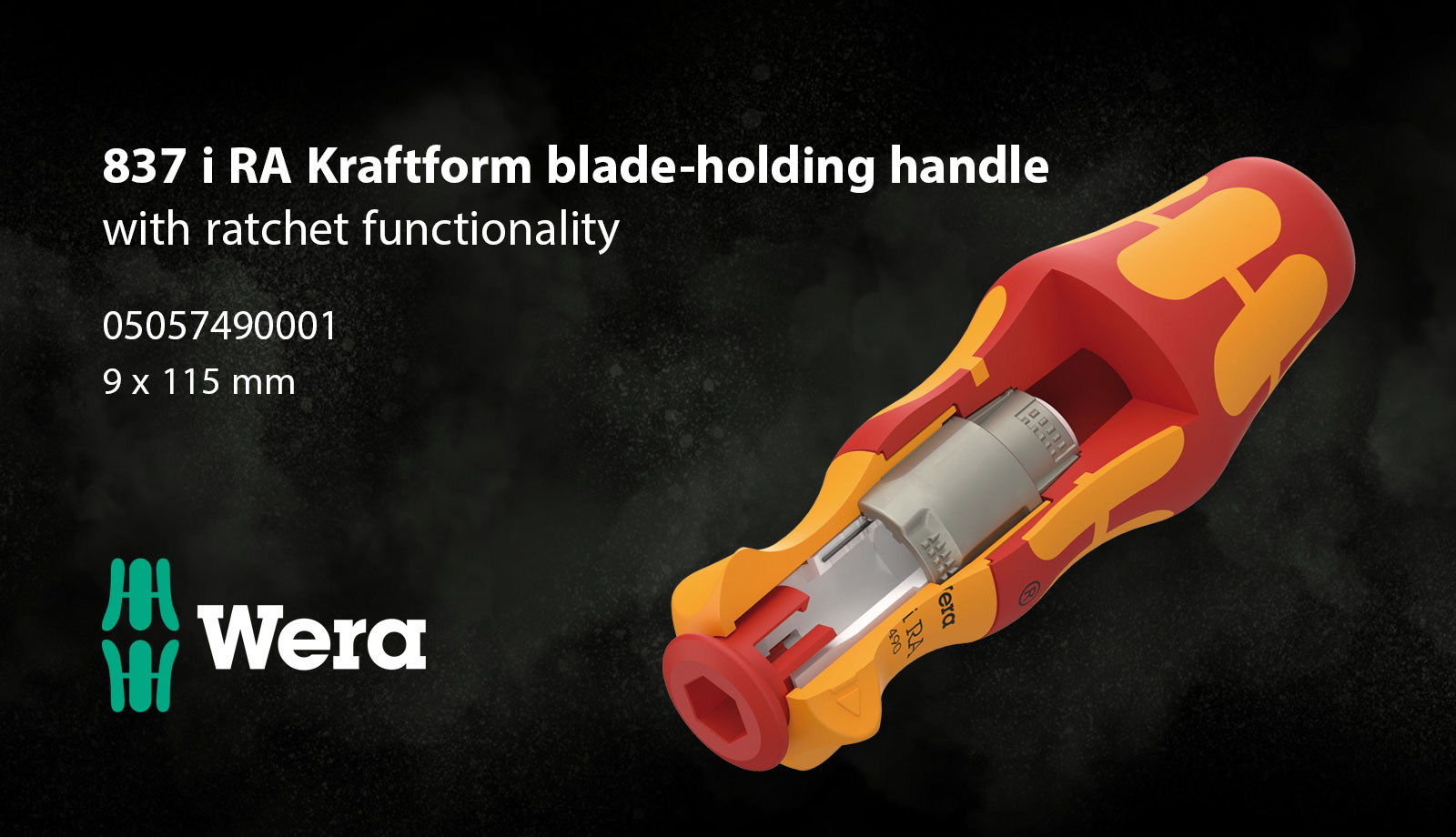 Wera 05057490001 837 i RA Kraftform blade-holding handle with ratchet functionality